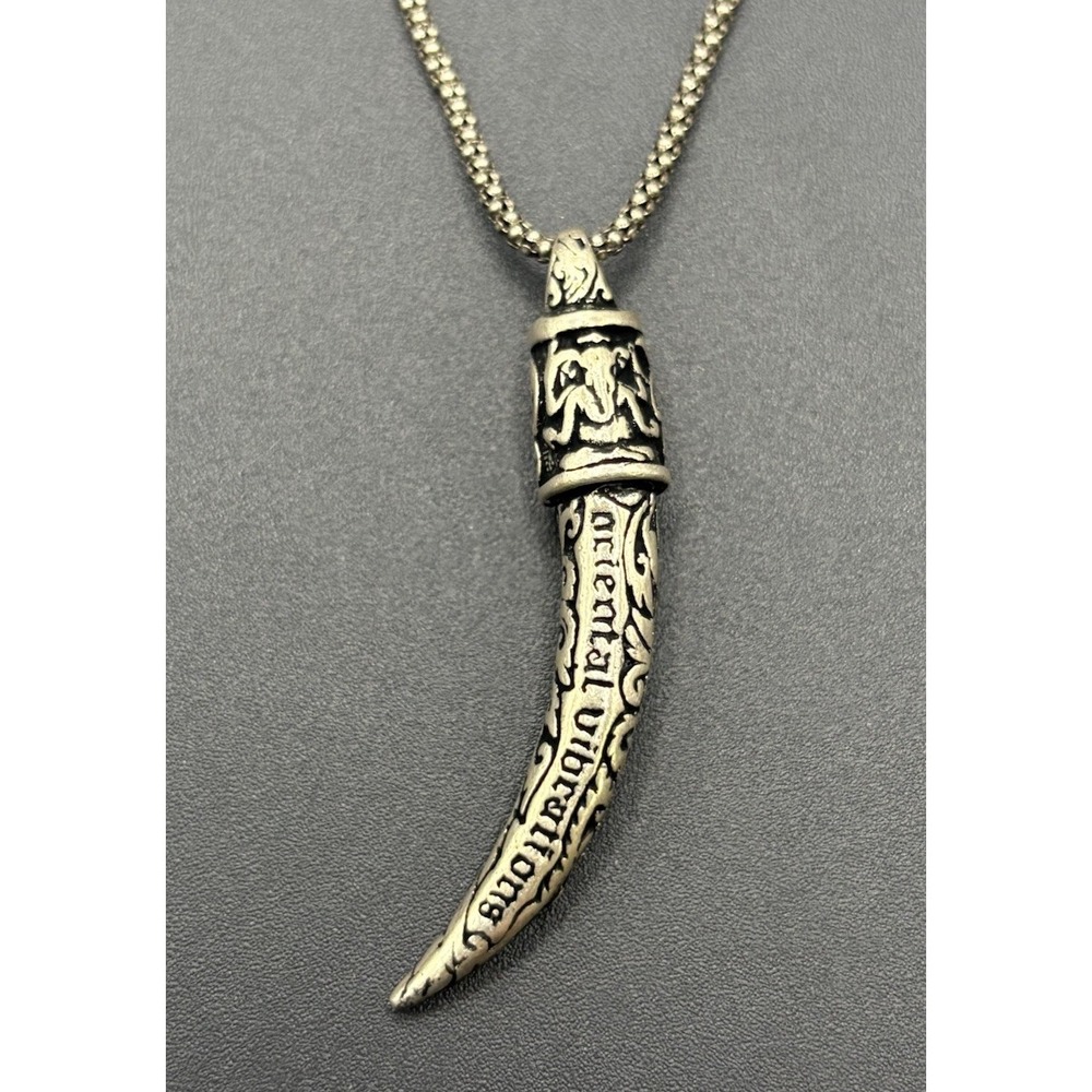 24" Oriental Vibrations Sterling Silver Ganesh Fang Tusk Necklace 15 Grams E12